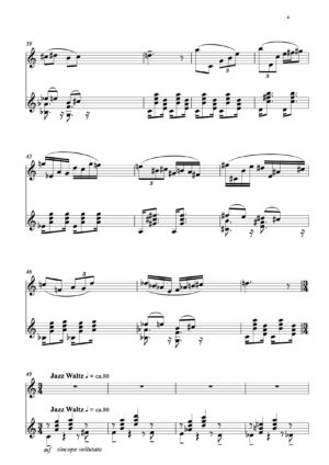 Châle tissé d'argent, esquisse pour flute et guitare