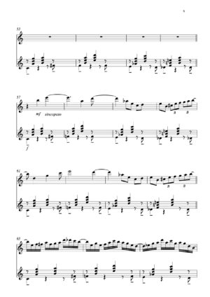Châle tissé d'argent, esquisse pour flute et guitare