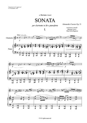 Sonata per Cl in Si b e Pf op. 21