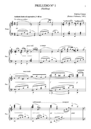 Nebbia, tre preludi per Pianoforte